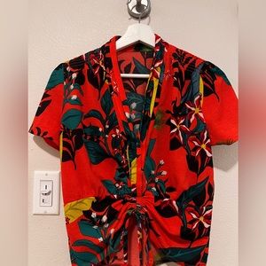 Women’s I.N.C international concepts clothing floral crop top shirt in S